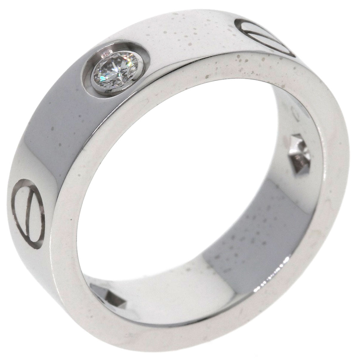 CARTIER   love ring half diamond # 50 Ring  K18 White Gold Ladies [Used]