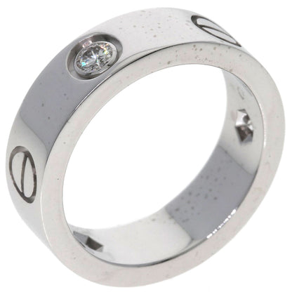 CARTIER   love ring half diamond # 50 Ring  K18 White Gold Ladies [Used]