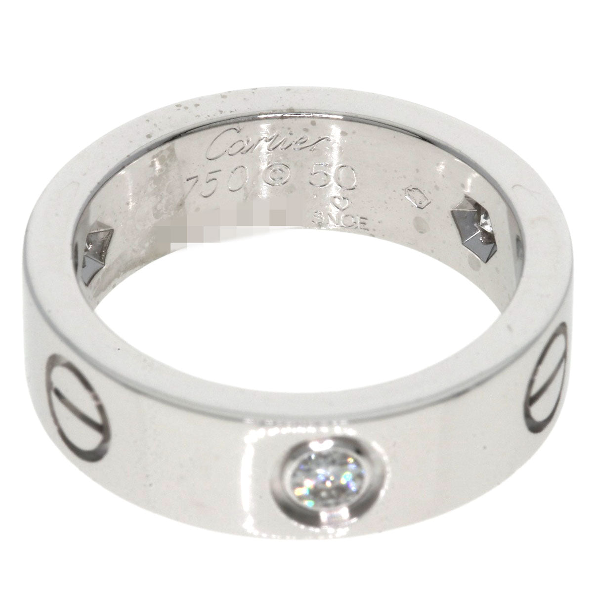 CARTIER   love ring half diamond # 50 Ring  K18 White Gold Ladies [Used]