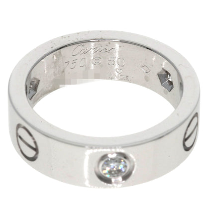 CARTIER   love ring half diamond # 50 Ring  K18 White Gold Ladies [Used]