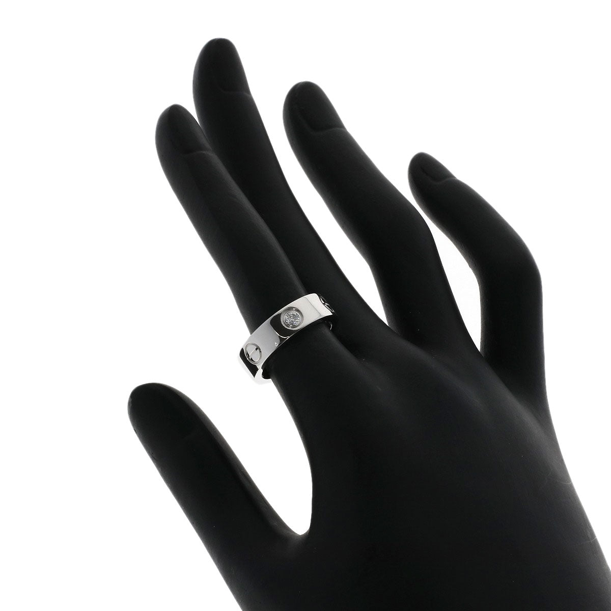CARTIER   love ring half diamond # 50 Ring  K18 White Gold Ladies [Used]