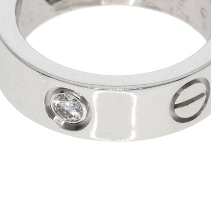 CARTIER   love ring half diamond # 50 Ring  K18 White Gold Ladies [Used]