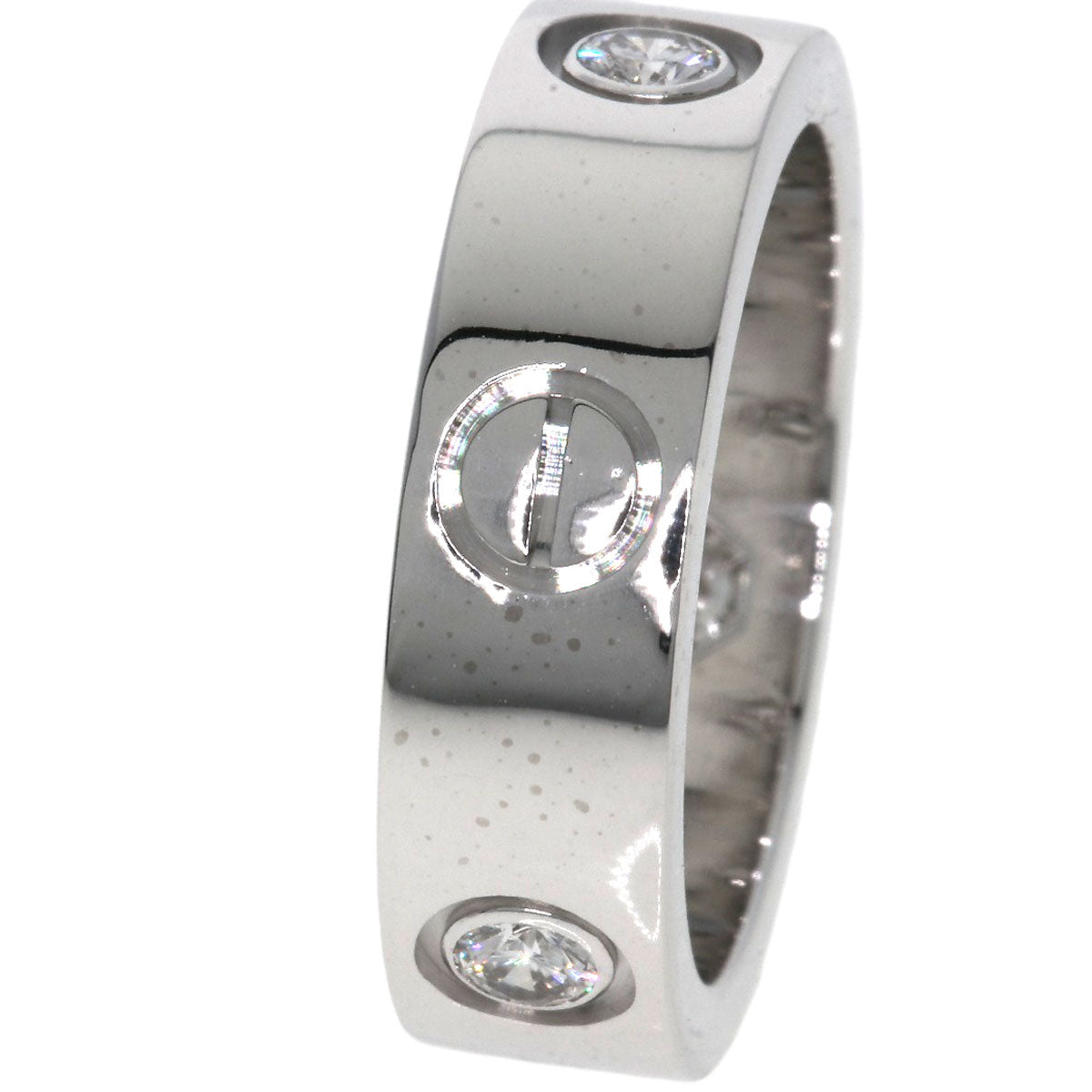 CARTIER   love ring half diamond # 50 Ring  K18 White Gold Ladies [Used]