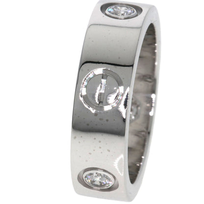 CARTIER   love ring half diamond # 50 Ring  K18 White Gold Ladies [Used]