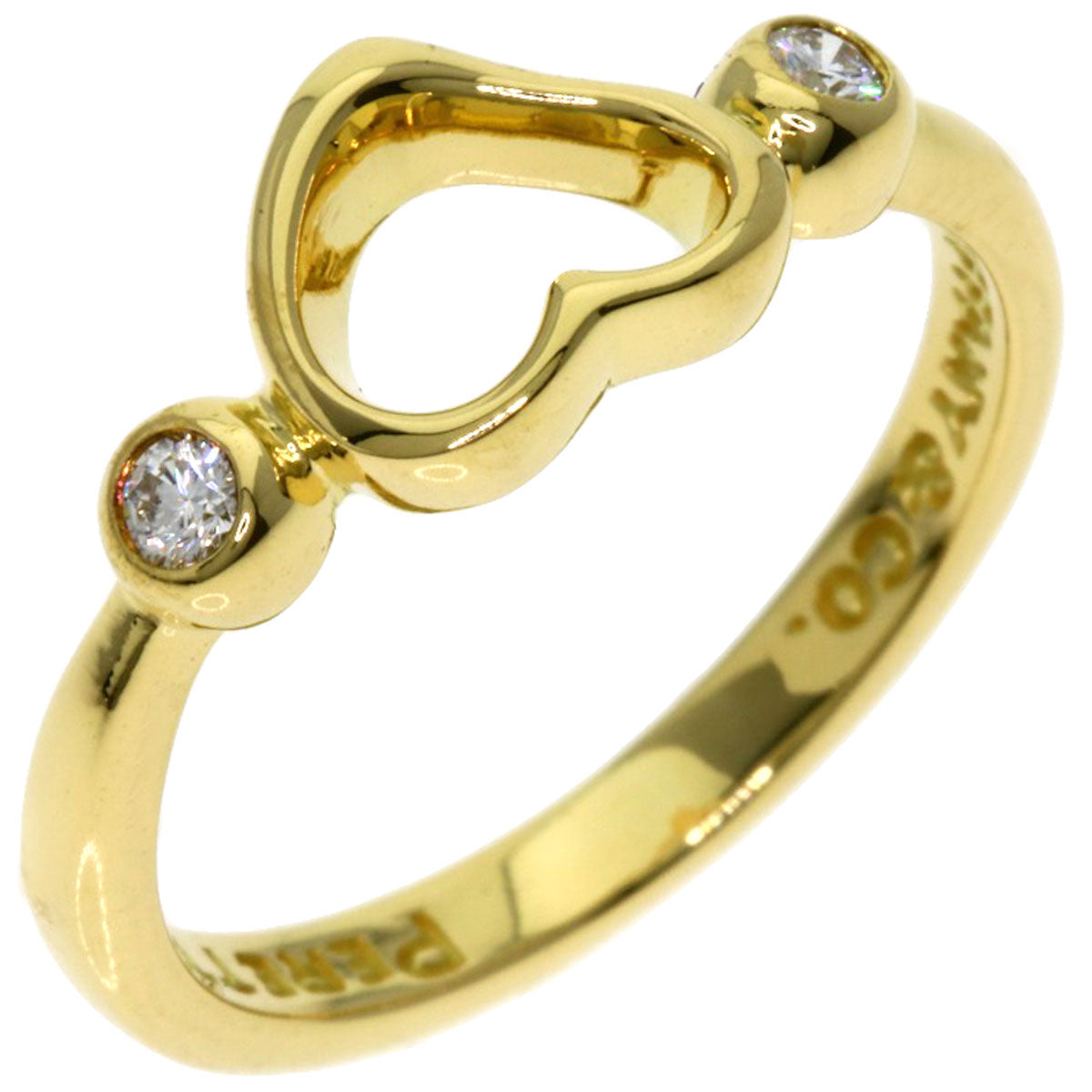 TIFFANY&Co.   Ring Open Heart 2P Diamond K18 Yellow Gold Ladies