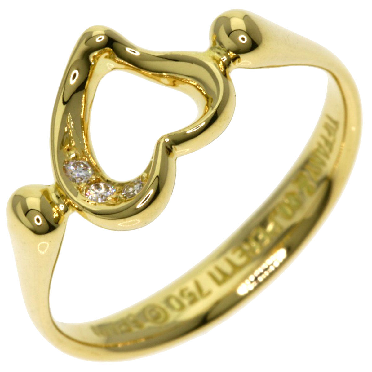 TIFFANY&Co.   Ring Open Heart 3P Diamond K18 Yellow Gold Ladies