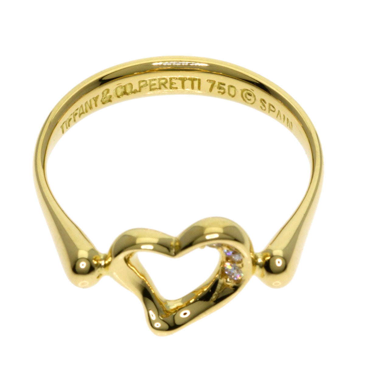 TIFFANY&Co.   Ring Open Heart 3P Diamond K18 Yellow Gold Ladies