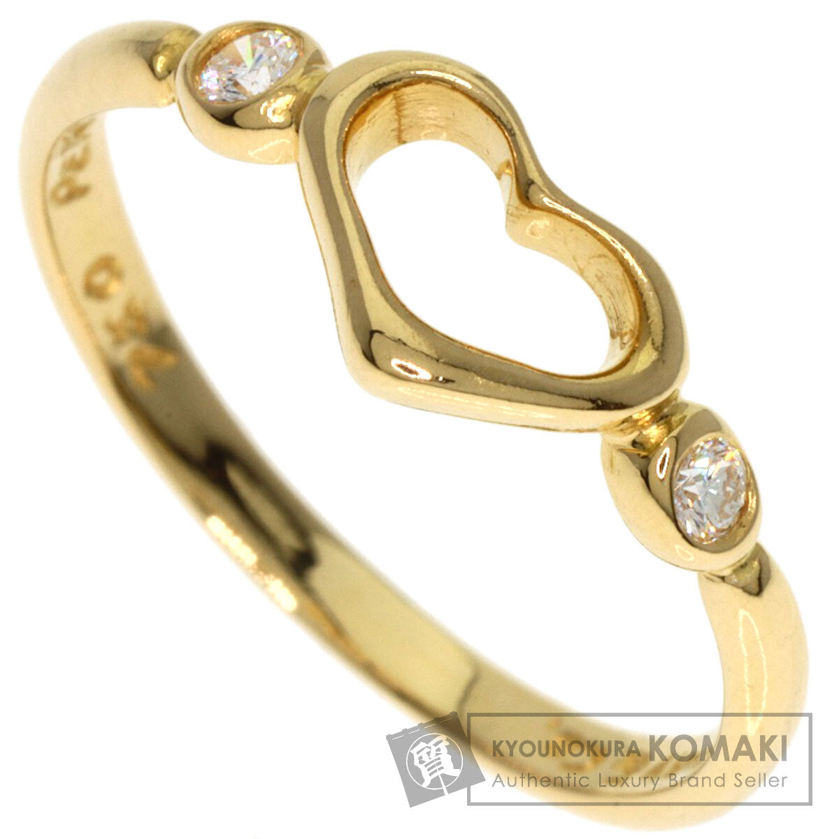 TIFFANY&Co.   Ring Open Heart 2P Diamond K18 Yellow Gold Ladies