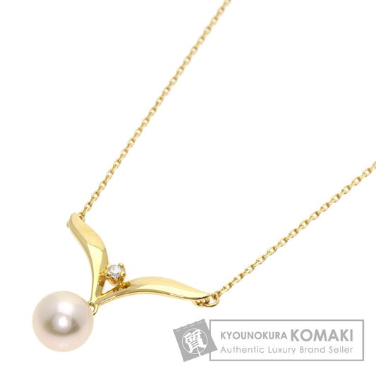 MIKIMOTO Pearl Pearl Diamond Necklace K18 Yellow Gold Ladies [Used]