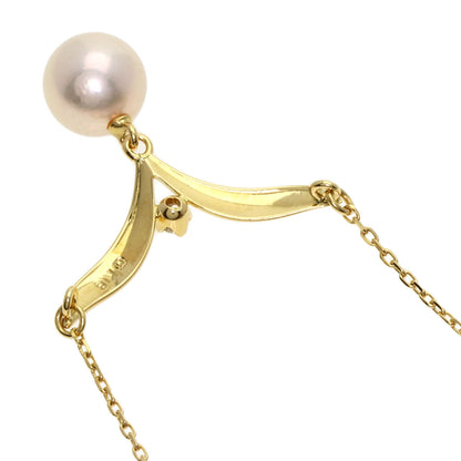MIKIMOTO Pearl Pearl Diamond Necklace K18 Yellow Gold Ladies [Used]