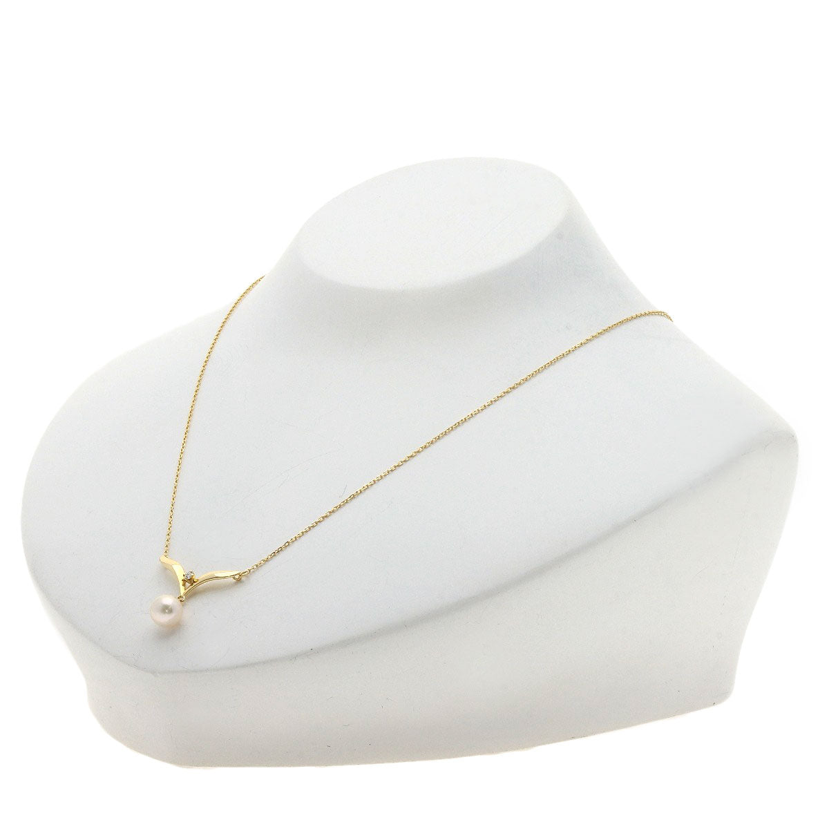 MIKIMOTO Pearl Pearl Diamond Necklace K18 Yellow Gold Ladies [Used]