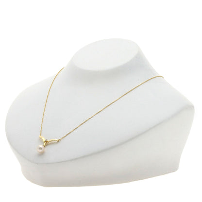 MIKIMOTO Pearl Pearl Diamond Necklace K18 Yellow Gold Ladies [Used]