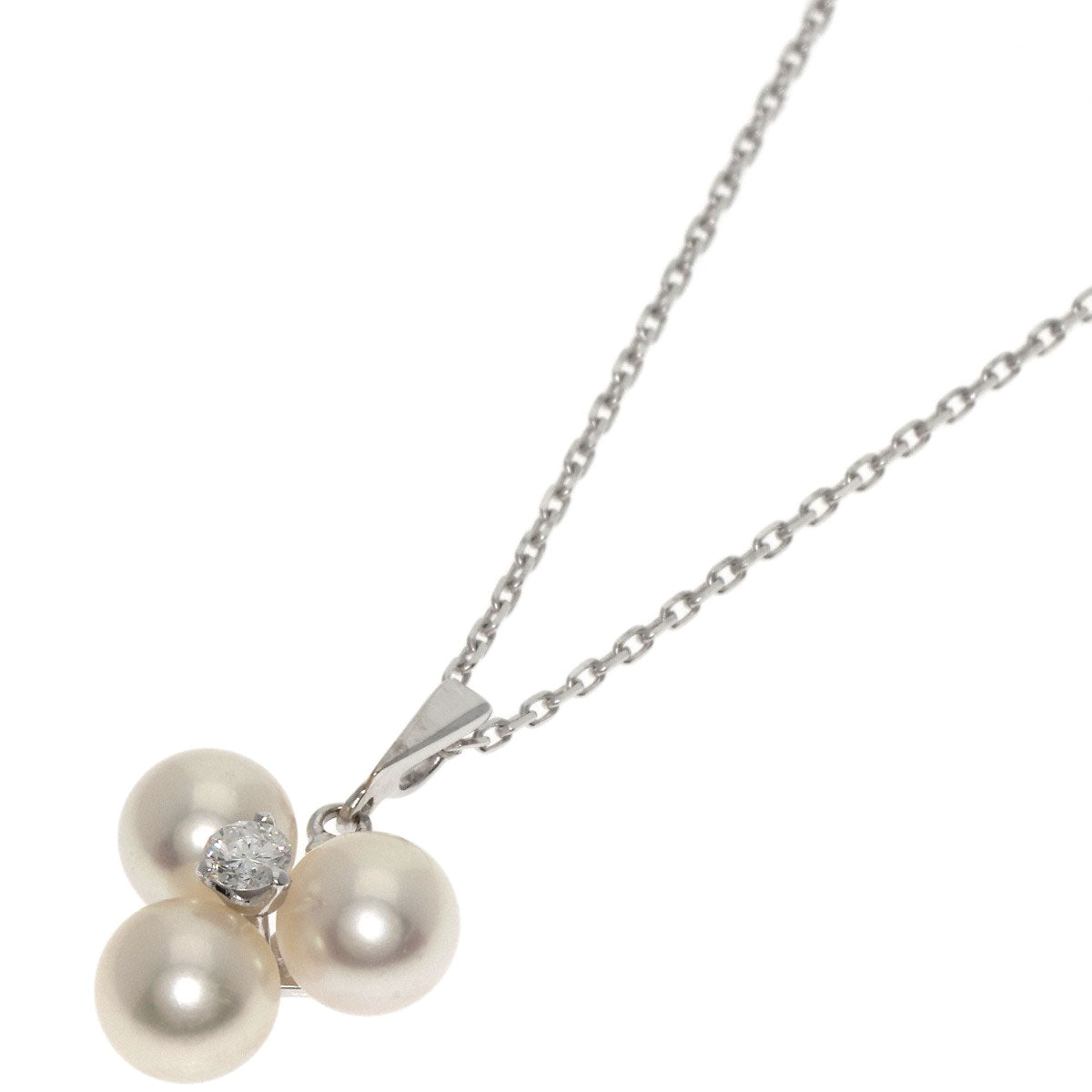 MIKIMOTO   Pearl Pearl Diamond Necklace  K14 White Gold Ladies [Used]