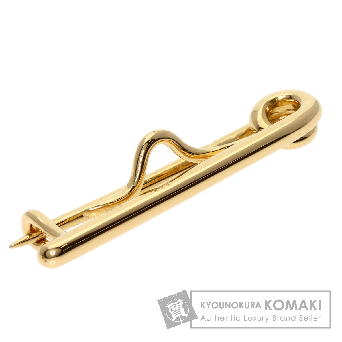 HERMES   Brooch Wave motif K18 Yellow Gold Ladies