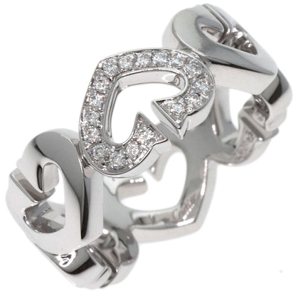 CARTIER   Ring C Heart Diamond #47 K18 White Gold Ladies