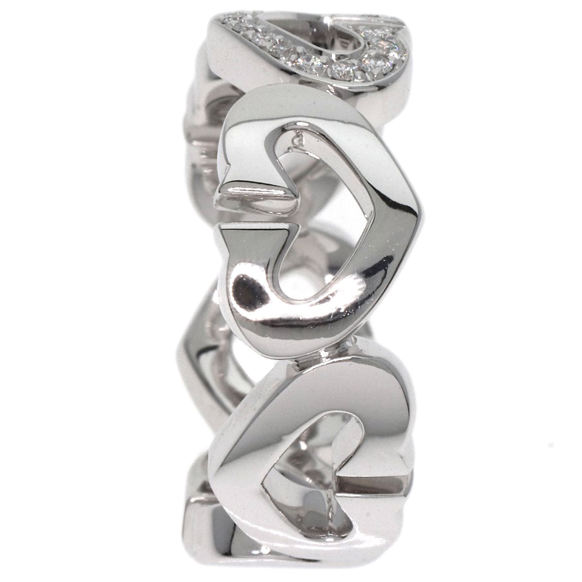 CARTIER   Ring C Heart Diamond #47 K18 White Gold Ladies