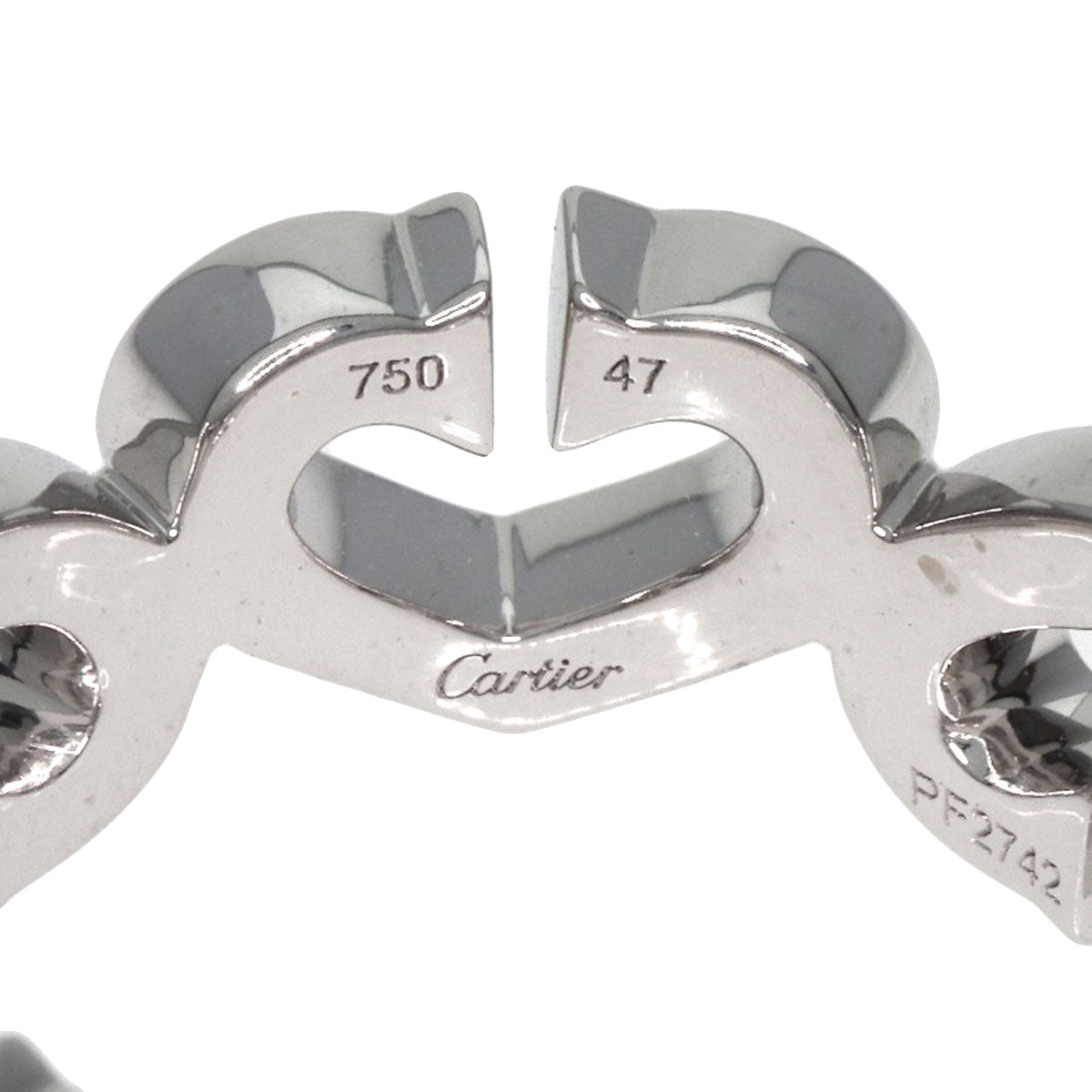 CARTIER   Ring C Heart Diamond #47 K18 White Gold Ladies