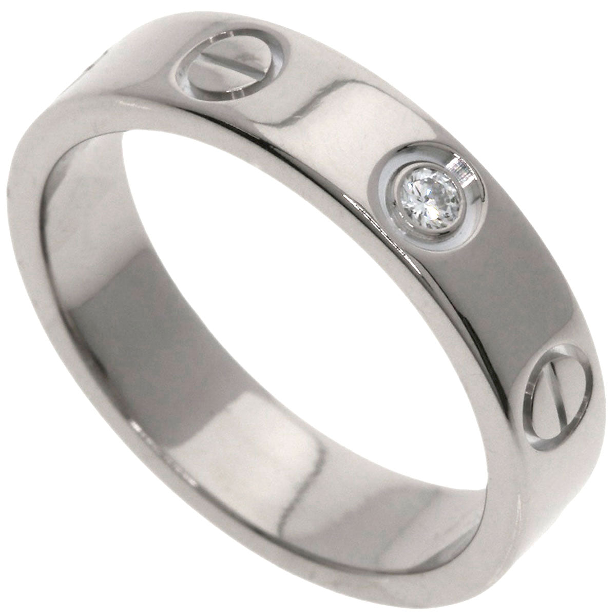 CARTIER   mini love ring 1P Diamond #46 Ring  K18 White Gold Ladies [Used]