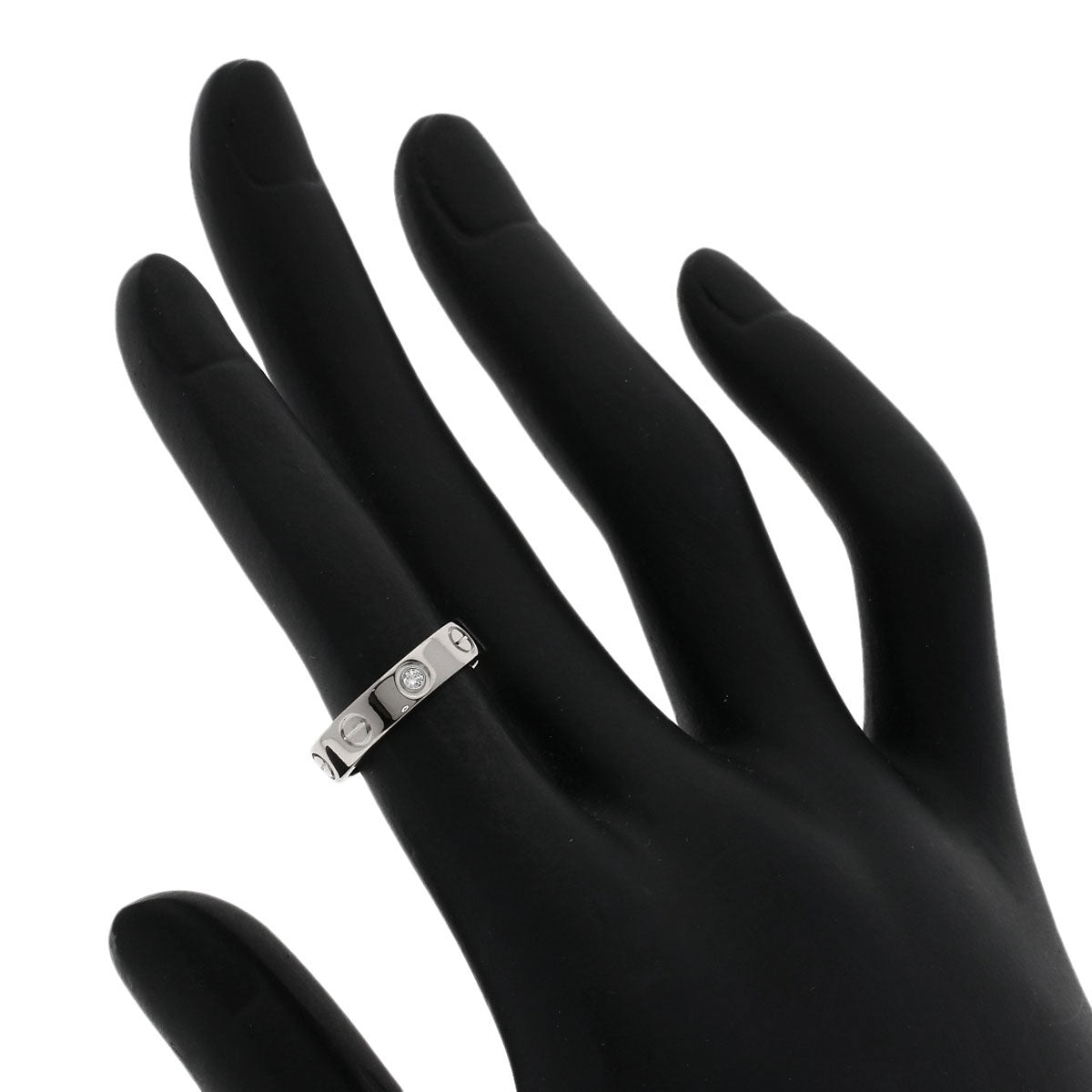 CARTIER   mini love ring 1P Diamond #46 Ring  K18 White Gold Ladies [Used]