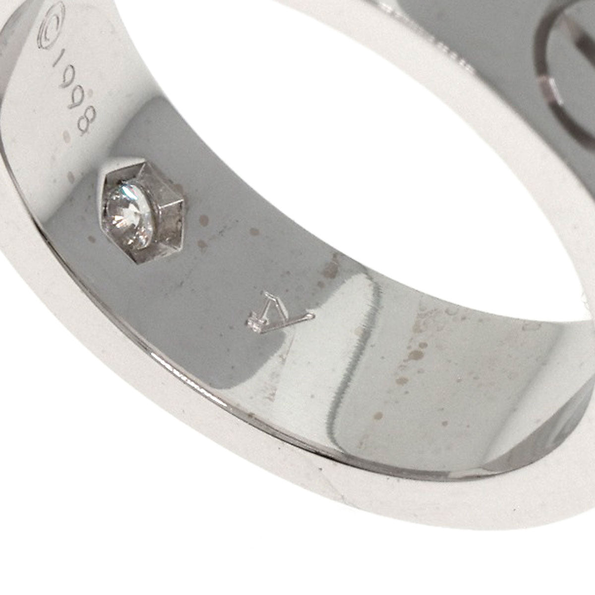CARTIER love ring half diamond # 50 Ring K18 White Gold Ladies [Used]