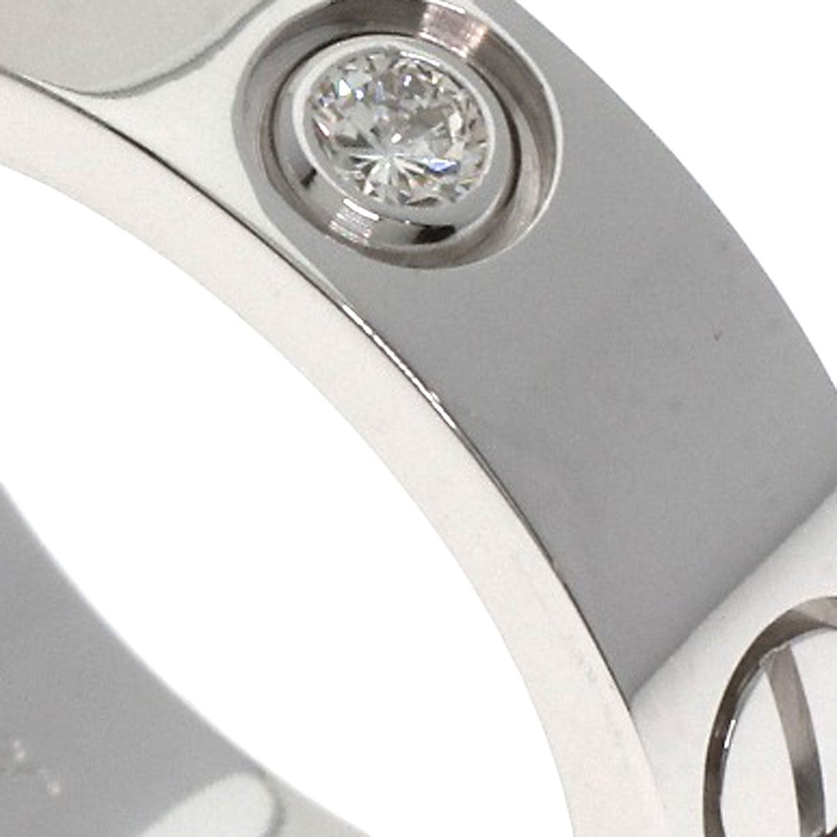 CARTIER love ring half diamond # 50 Ring K18 White Gold Ladies [Used]