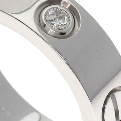 CARTIER love ring half diamond # 50 Ring K18 White Gold Ladies [Used]
