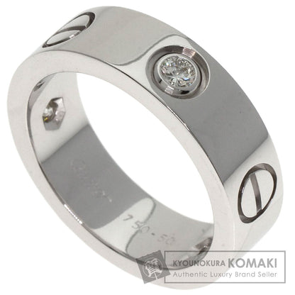CARTIER love ring half diamond # 50 Ring K18 White Gold Ladies [Used]