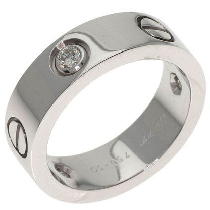 CARTIER love ring half diamond # 50 Ring K18 White Gold Ladies [Used]