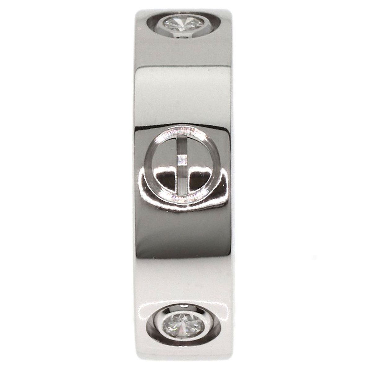 CARTIER love ring half diamond # 50 Ring K18 White Gold Ladies [Used]