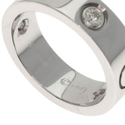 CARTIER love ring half diamond # 50 Ring K18 White Gold Ladies [Used]