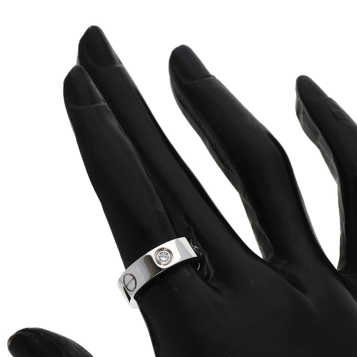 CARTIER love ring half diamond # 50 Ring K18 White Gold Ladies [Used]