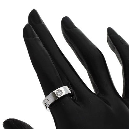 CARTIER love ring half diamond # 50 Ring K18 White Gold Ladies [Used]