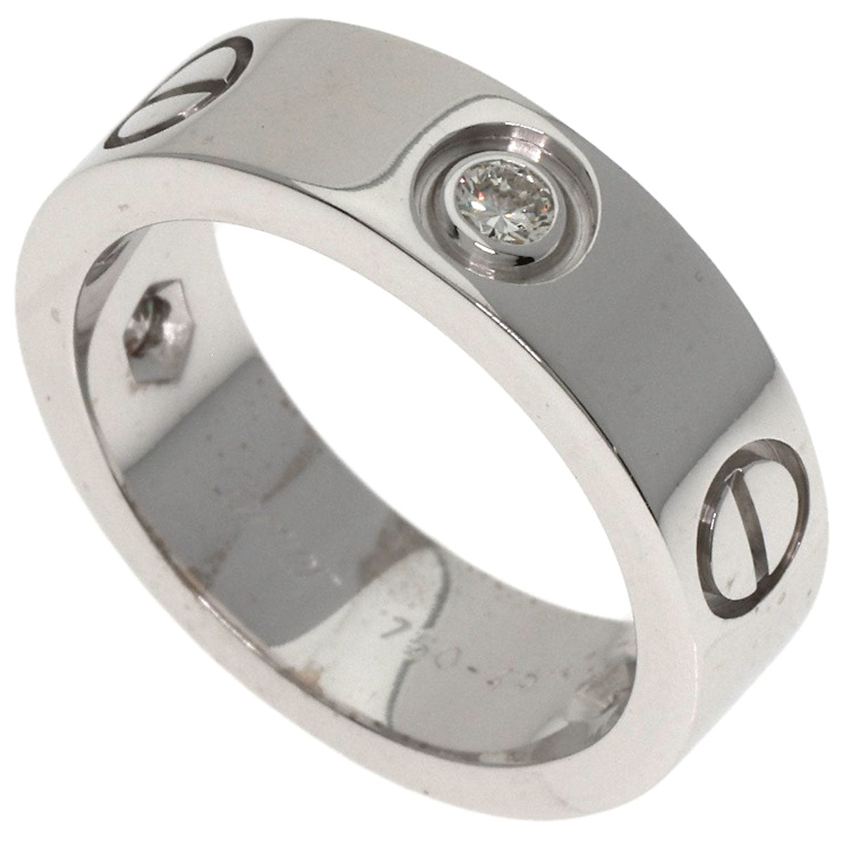 CARTIER love ring half diamond # 49 Ring K18 White Gold Ladies [Used]