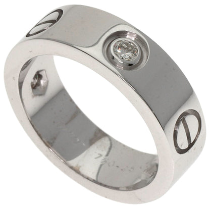 CARTIER love ring half diamond # 49 Ring K18 White Gold Ladies [Used]