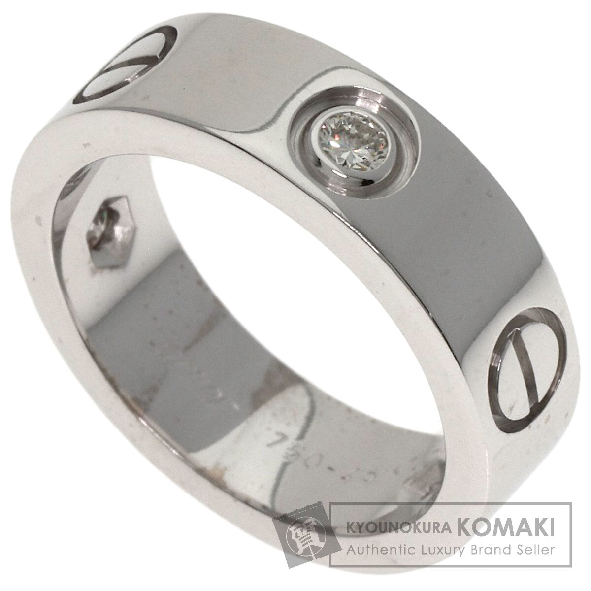 CARTIER love ring half diamond # 49 Ring K18 White Gold Ladies [Used]