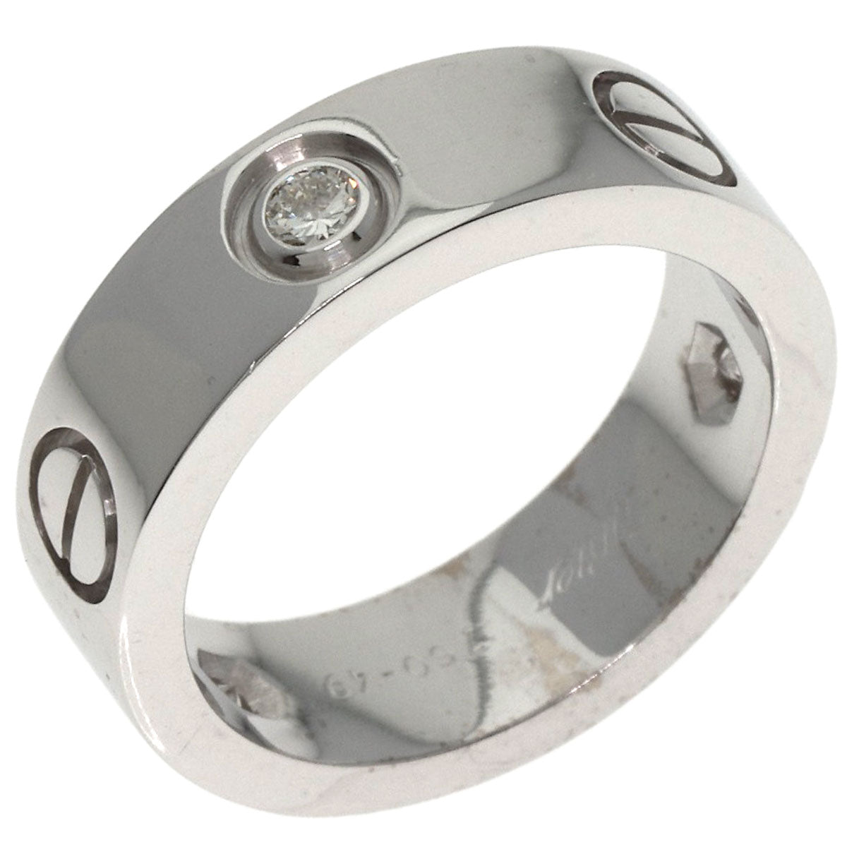 CARTIER love ring half diamond # 49 Ring K18 White Gold Ladies [Used]