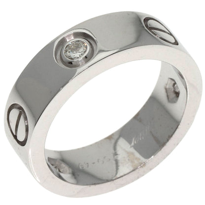 CARTIER love ring half diamond # 49 Ring K18 White Gold Ladies [Used]