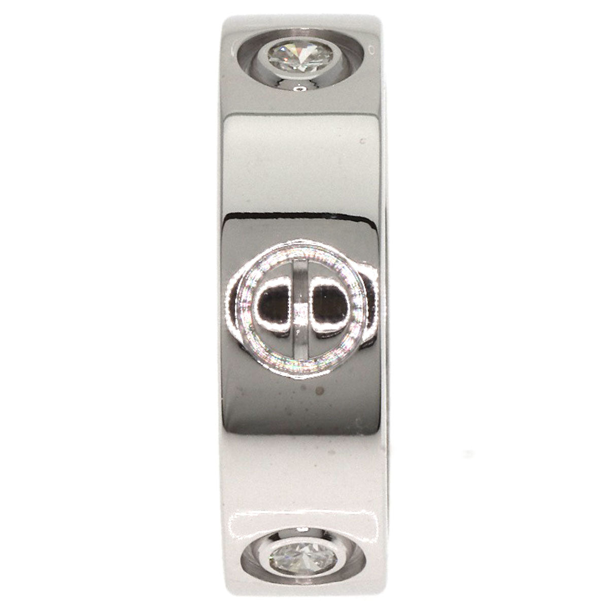 CARTIER love ring half diamond # 49 Ring K18 White Gold Ladies [Used]