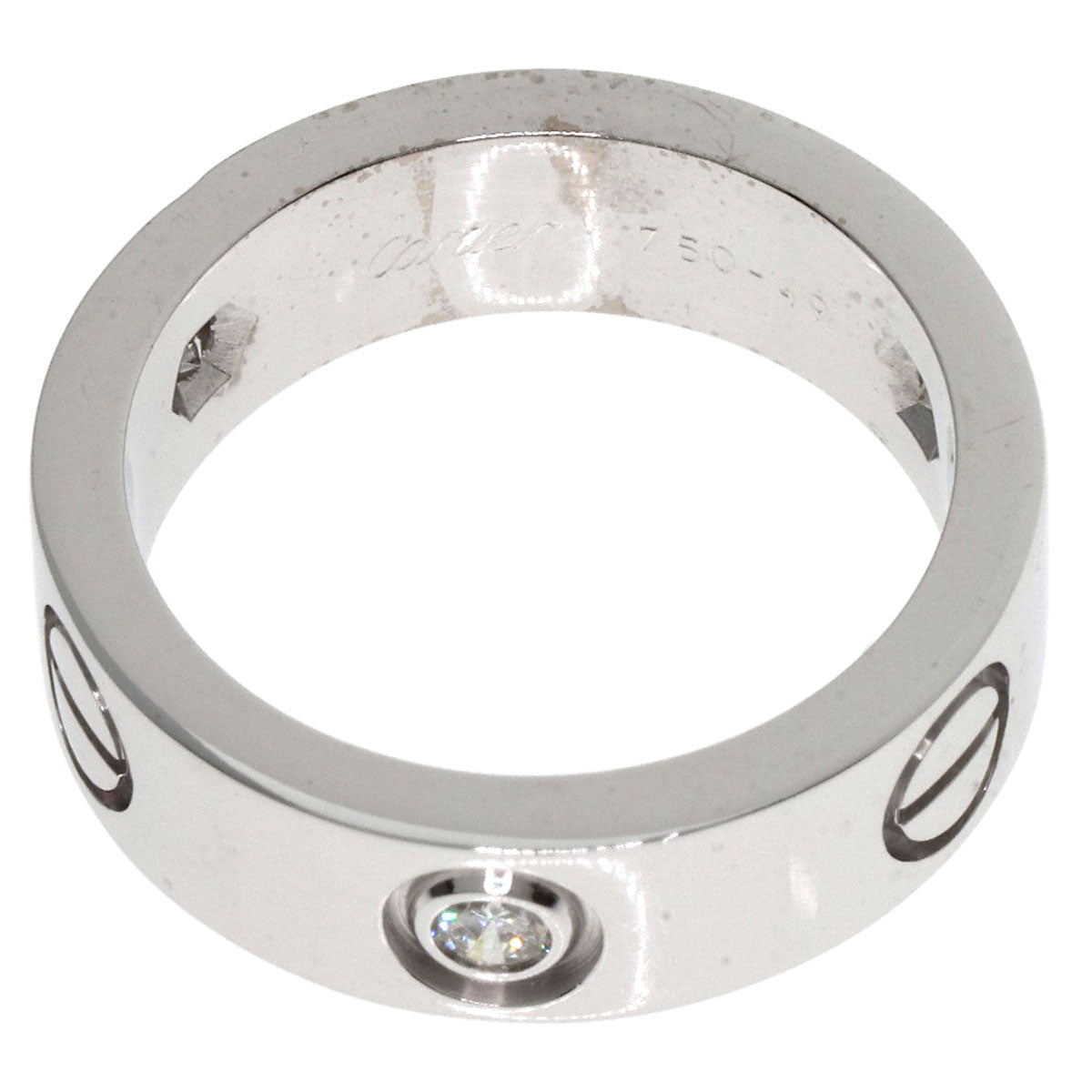 CARTIER love ring half diamond # 49 Ring K18 White Gold Ladies [Used]