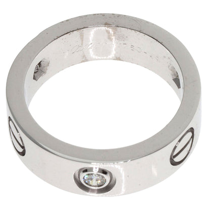 CARTIER love ring half diamond # 49 Ring K18 White Gold Ladies [Used]