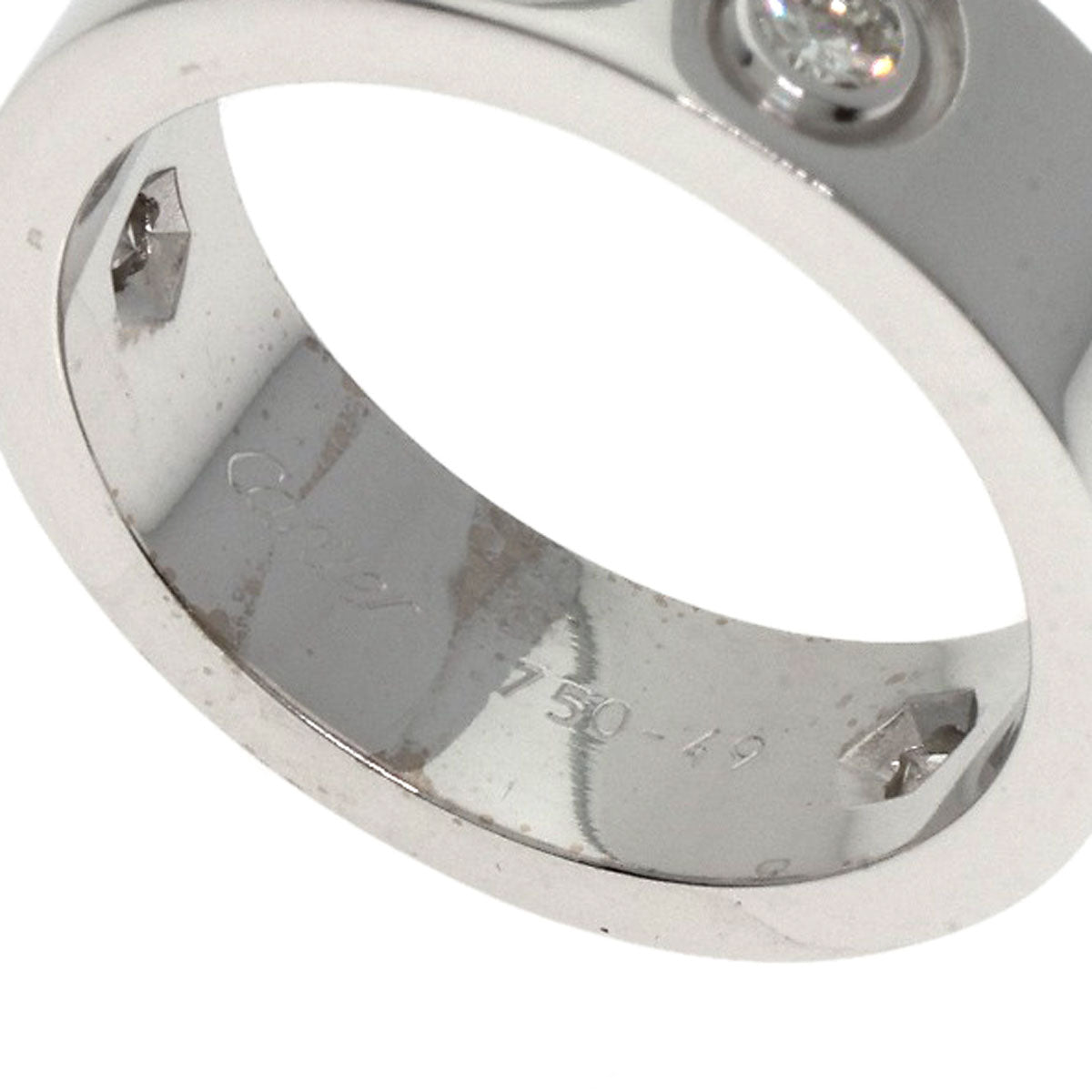 CARTIER love ring half diamond # 49 Ring K18 White Gold Ladies [Used]