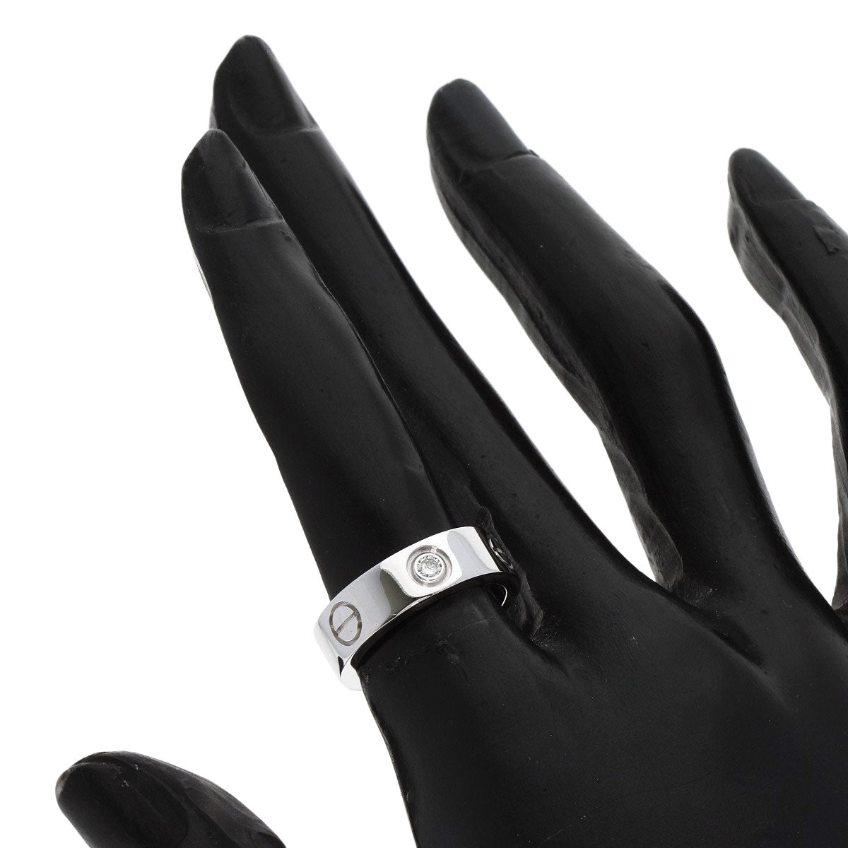 CARTIER love ring half diamond # 49 Ring K18 White Gold Ladies [Used]