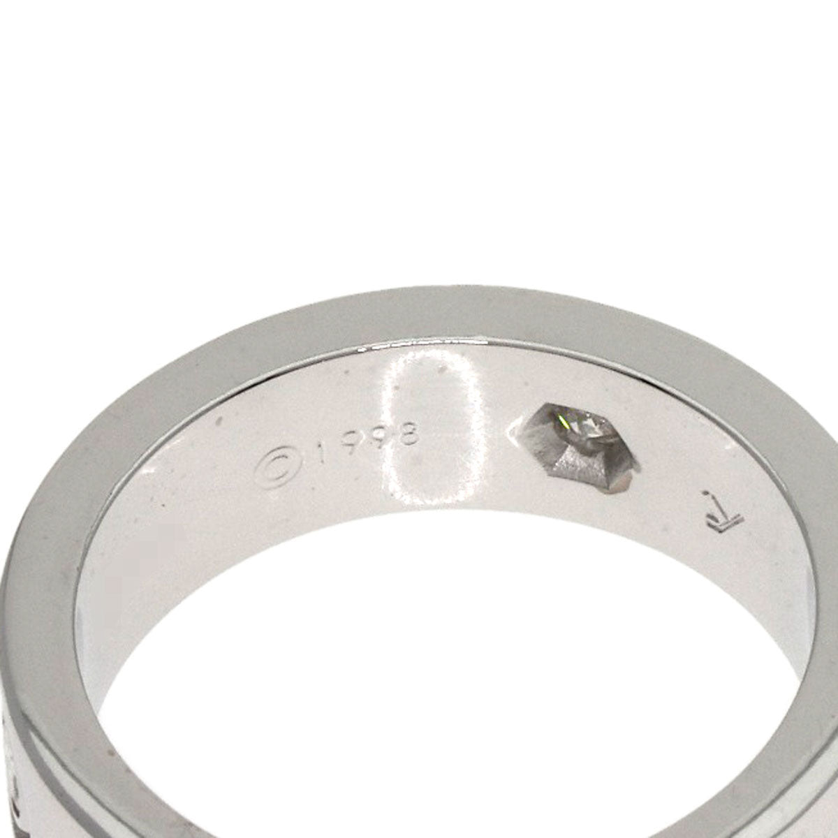 CARTIER love ring half diamond # 49 Ring K18 White Gold Ladies [Used]