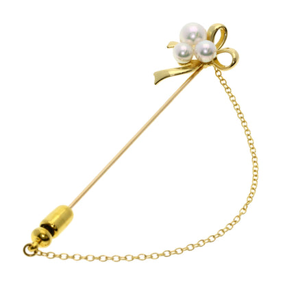 MIKIMOTO   Brooch Ribbon Pearl Pearl K18 Yellow Gold Ladies