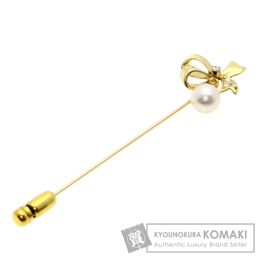 MIKIMOTO   Brooch Pearl Pearl Diamond Pin Brooch K18 Yellow Gold Ladies