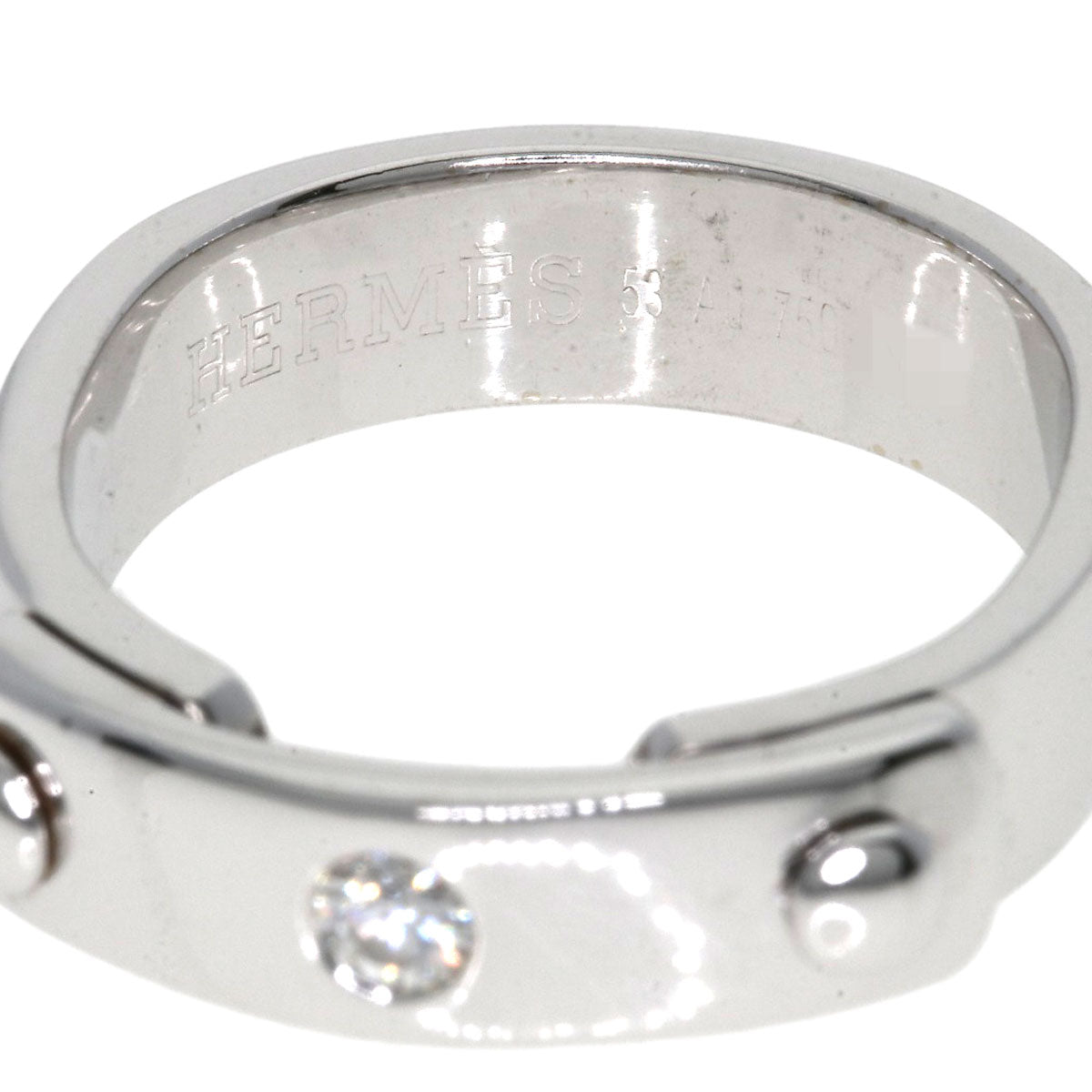 HERMES TOO YOU 1P Diamond #53 Ring K18 White Gold Ladies [Used]