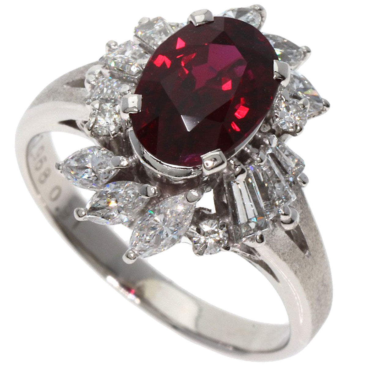 1.968ct Ruby Diamond Ring Platinum PT900  6.4g　Ladies