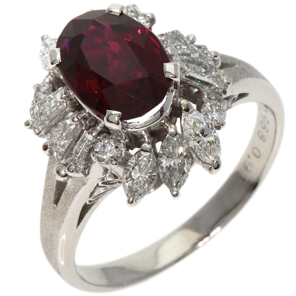 1.968ct Ruby Diamond Ring Platinum PT900  6.4g　Ladies