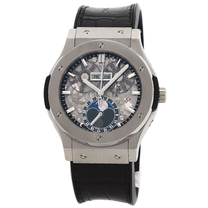 HUBLOT Aerofusion Moonphase Titanium Watches 517.NX.0170.LR Titanium/Rubber xLeather mens