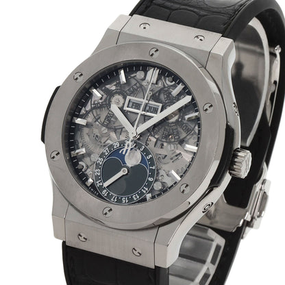 HUBLOT Aerofusion Moonphase Titanium Watches 517.NX.0170.LR Titanium/Rubber xLeather mens